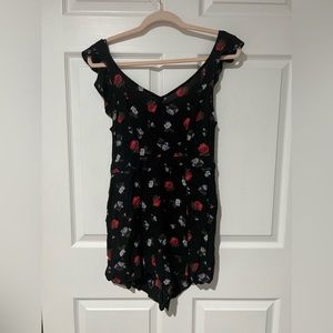 American Eagle Floral Romper with Flouncy sleeves